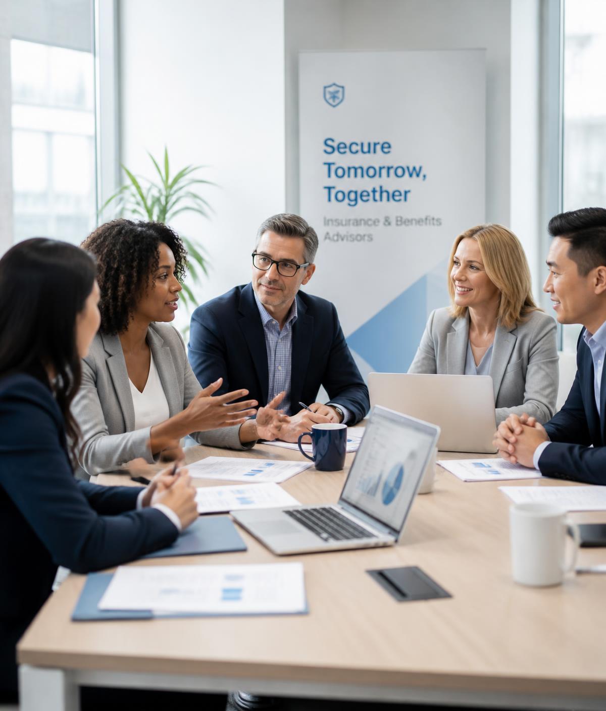 Insurance brokers and advisors meeting together